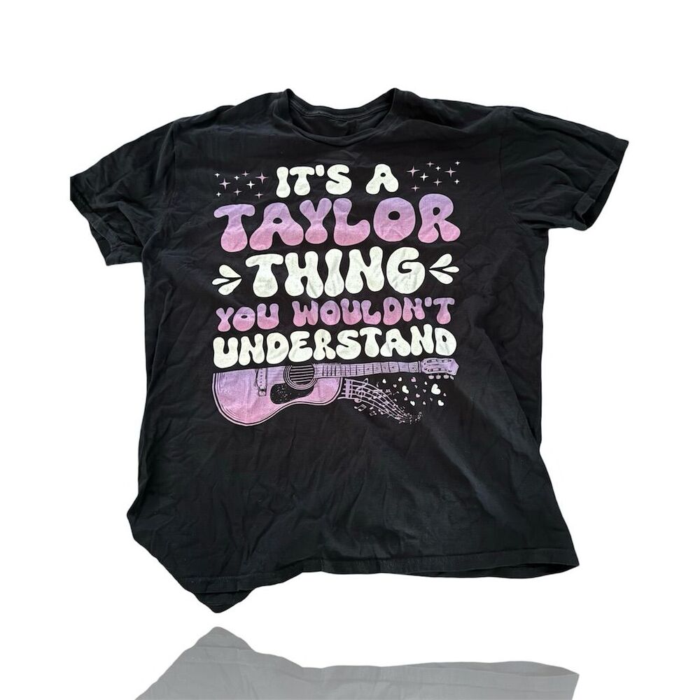 Taylor Swift Fan Unisex XL Black Graphic Tee "It's A Taylor Thing" GUC: Swifties